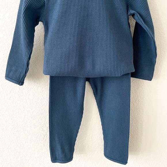 Solid Ribbed Kids Lounge Set - Blue - Picture 5 of 6